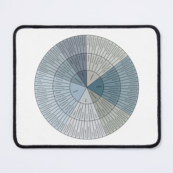 Item preview, Wheel of Emotions + Feelings | Ocean Blue + Black on White | British English | Original designed and sold by KindToYourMind.