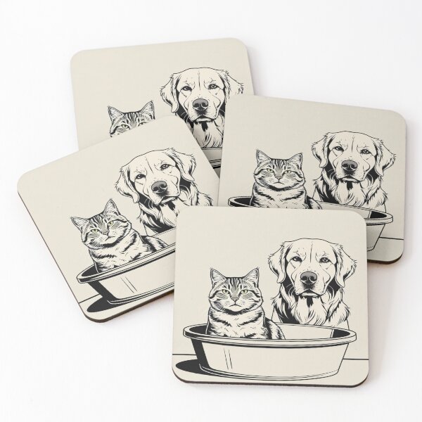 Item preview, Kawaii Dog and Cat Design – Cute Japanese-Style Pet Art Gift designed and sold by dog&cat.