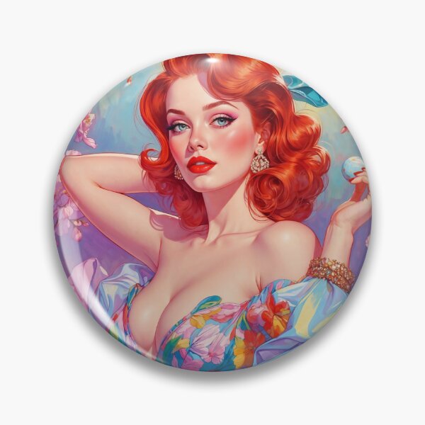 Item preview, Pelirroja Pin-Up Floral - Vacaciones de Pascua designed and sold by elissiart.