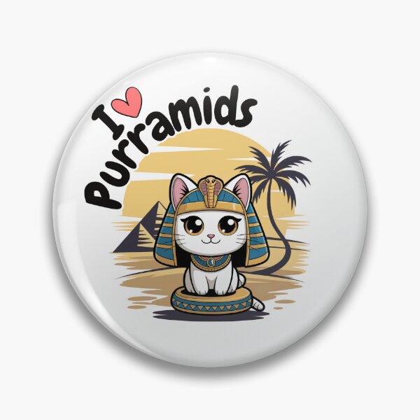 Item preview, "I ❤️ Purramids" – Cute Chibi Cat in Egyptian Cleopatra Costume with Pyramids designed and sold by Darrwea.