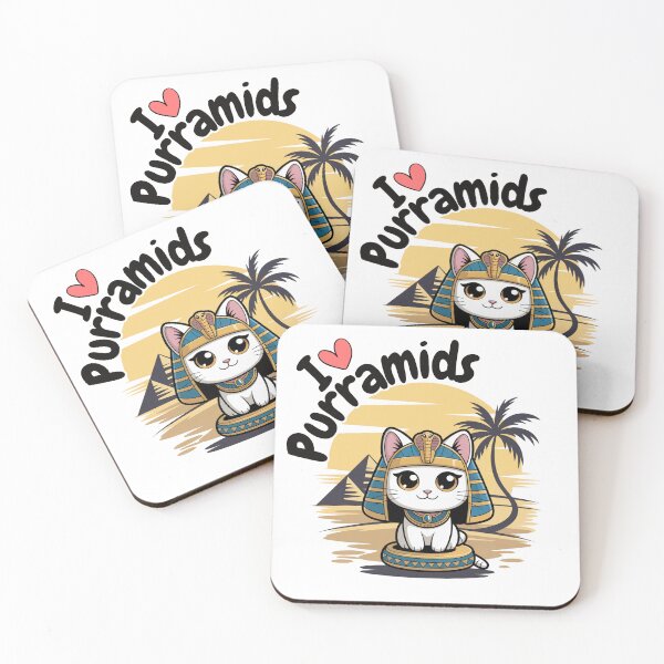 Item preview, "I ❤️ Purramids" – Cute Chibi Cat in Egyptian Cleopatra Costume with Pyramids designed and sold by Darrwea.