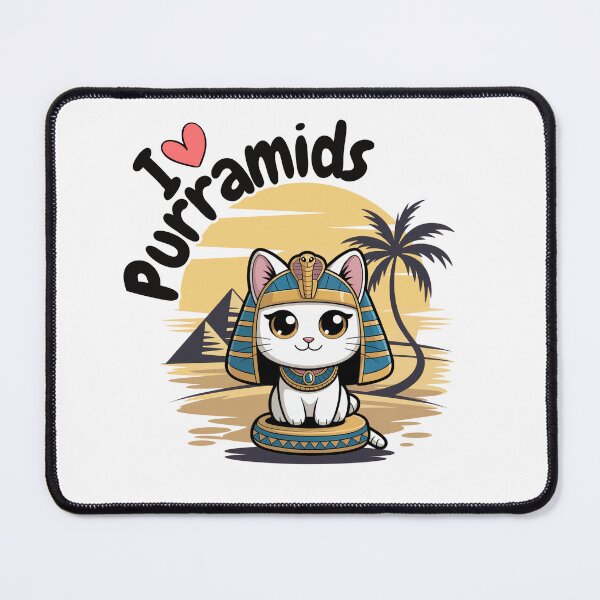 Item preview, "I ❤️ Purramids" – Cute Chibi Cat in Egyptian Cleopatra Costume with Pyramids designed and sold by Darrwea.