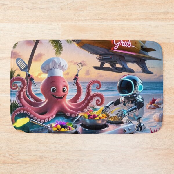 Item preview, Galactic Beach Cooking Octopus Chef Robot Art designed and sold by Dream Output .