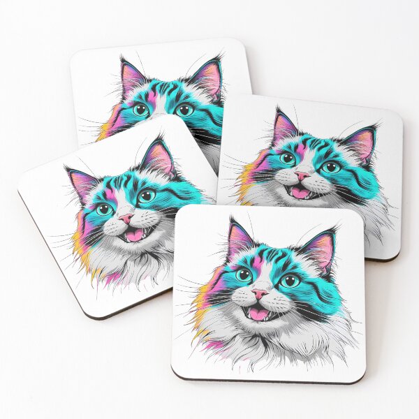 Item preview, Neon Ragdoll Cat Face – Colorful Feline Pop Art Design designed and sold by Fredster1966.
