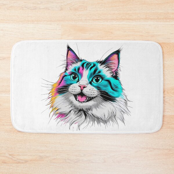 Item preview, Neon Ragdoll Cat Face – Colorful Feline Pop Art Design designed and sold by Fredster1966.