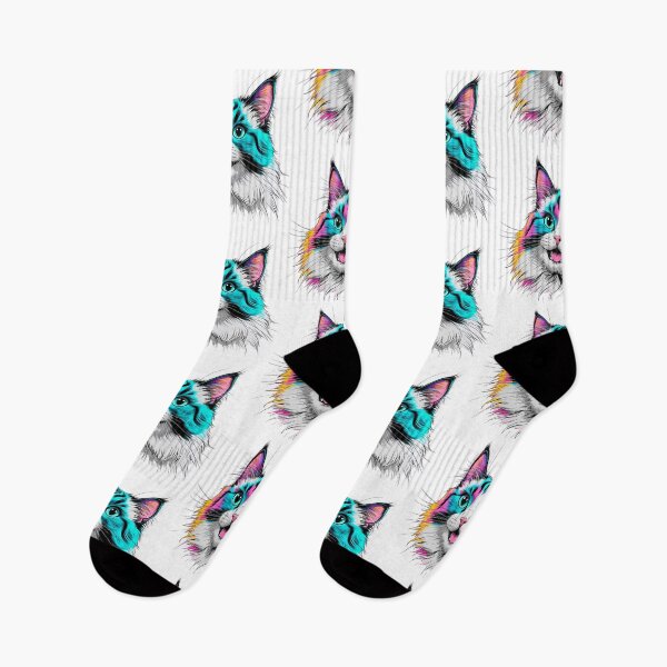 Item preview, Neon Ragdoll Cat Face – Colorful Feline Pop Art Design designed and sold by Fredster1966.