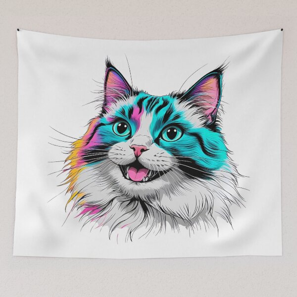 Item preview, Neon Ragdoll Cat Face – Colorful Feline Pop Art Design designed and sold by Fredster1966.