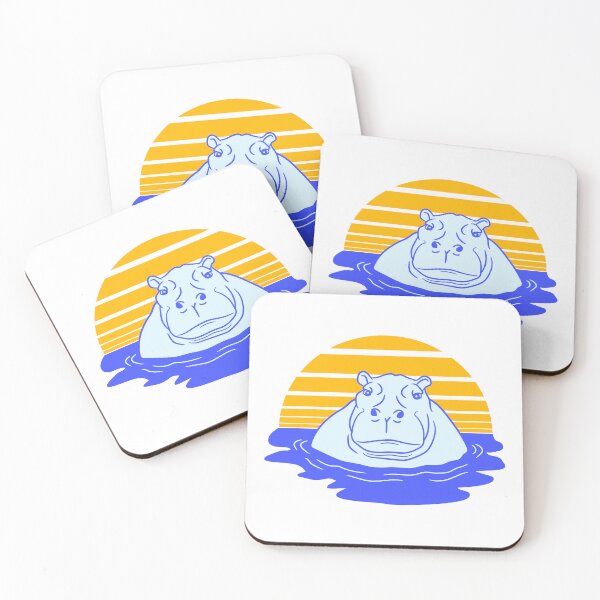 Item preview, Hippo Swimming Water Sun Cute Happy Comic Cartoon designed and sold by shirt-o-mat.