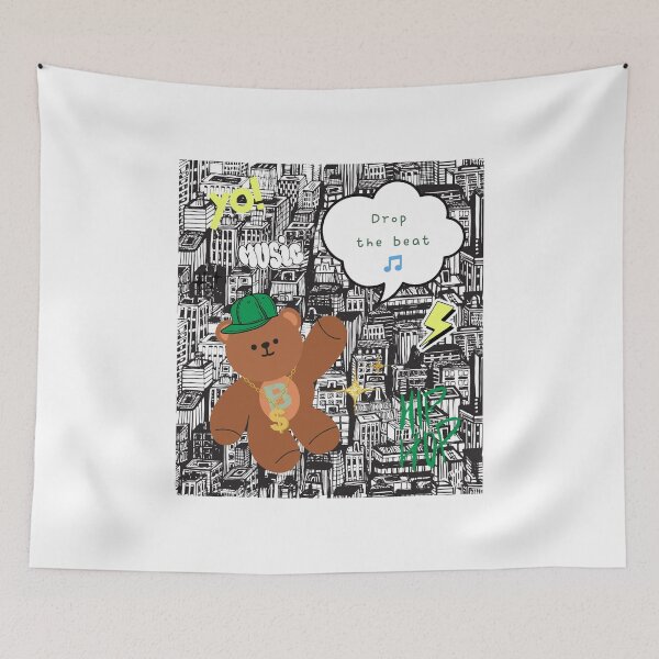 Item preview, Mono Bear Message – Drop the Beat (Street Style background) designed and sold by mintmono-studio.