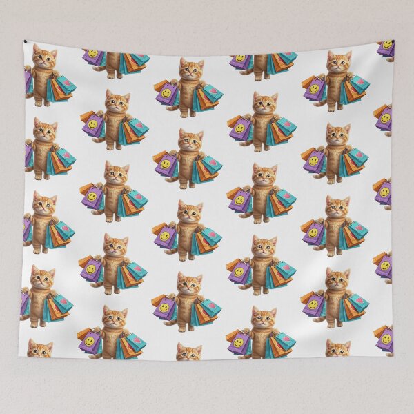 Item preview, Shopping Cat – Cute Cat Holding Shopping Bags designed and sold by mostafa gebril  ⭐⭐⭐⭐⭐.