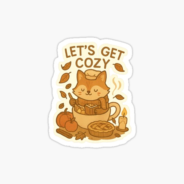 Item preview, Let’s Get Cozy Fox Sticker – Autumn Baking Vibes & Cute Fall Aesthetic designed and sold by EclipseWear.