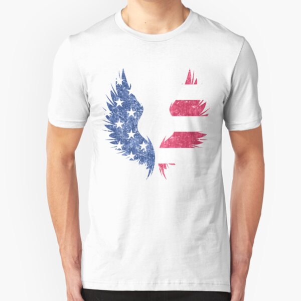 4th of July Tee Shirt | America patriotic Vintage FLAG Wings Slim Fit T-Shirt