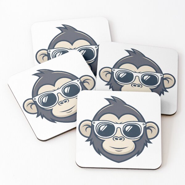 Item preview, cartoon, design, hand draw, out line, illustration, vector, animal, monkey head, sunglasses designed and sold by NAVAL00.