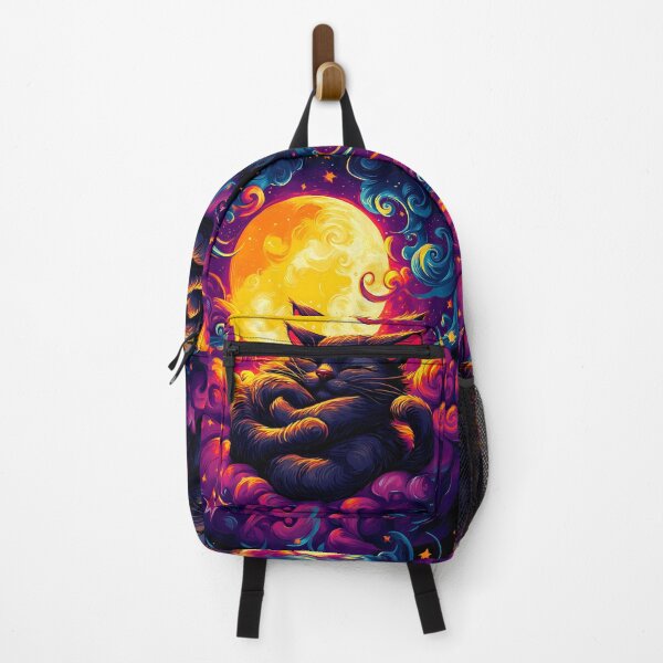 Item preview, Anime Girl Celestial Black Cat Sleeping Peacefully Swirling Star Clouds designed and sold by mildaclairmo.