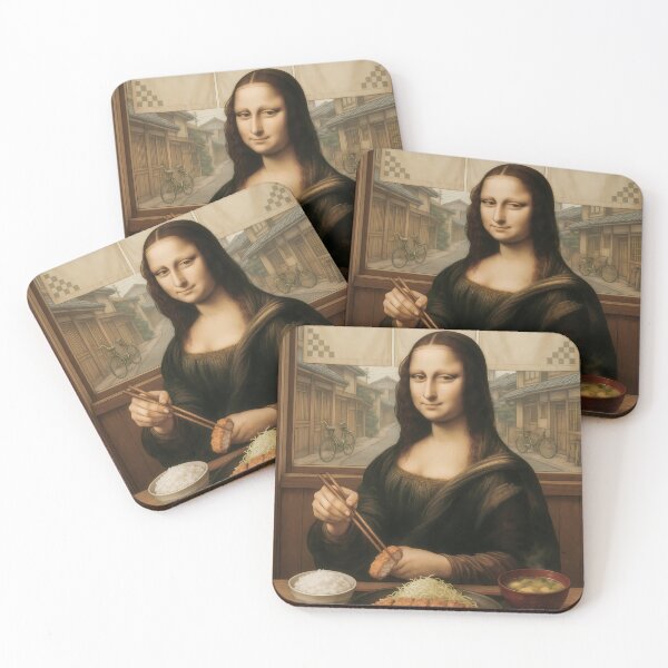 Item preview, Mona Lisa Eating Tonkatsu in Quiet Japanese Alley designed and sold by mildaclairmo.
