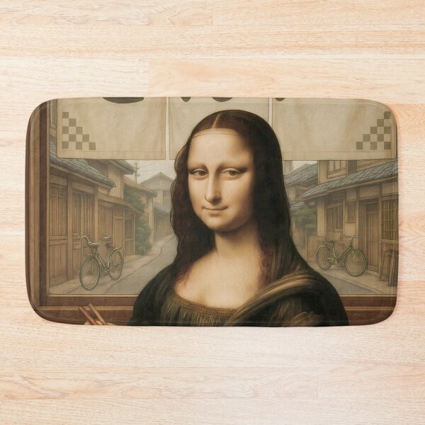 Item preview, Mona Lisa Eating Tonkatsu in Quiet Japanese Alley designed and sold by mildaclairmo.