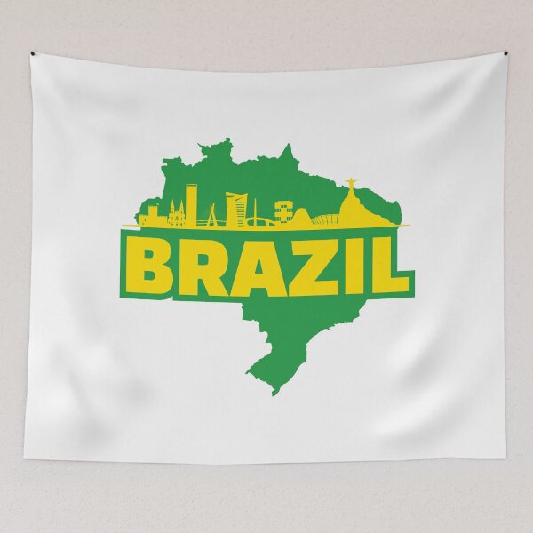 Item preview, Brazil Map and Skyline designed and sold by UNK-Fatigues.