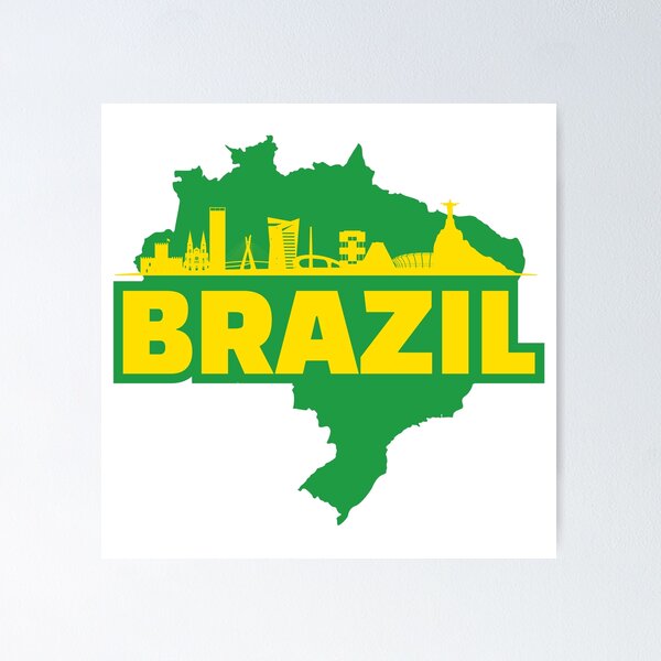 Item preview, Brazil Map and Skyline designed and sold by UNK-Fatigues.
