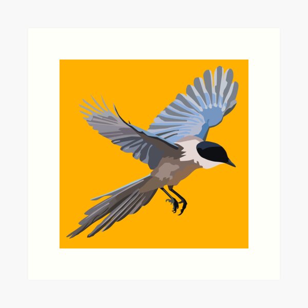 Item preview, BIRDS Collection: Azure-Winged Magpie in Flight, Iberian Bird Wildlife Art designed and sold by Rebecca Creates....