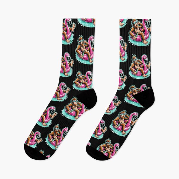 Item preview, Bigfoot Chilling on Flamingo Float Summer Vibe Pool Party designed and sold by ohmier.
