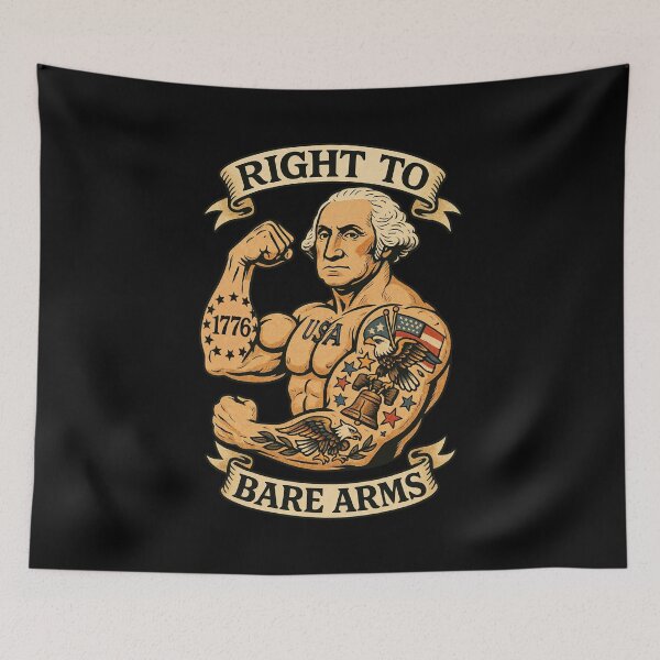Item preview, Right to Bare Arms – Funny Patriotic George Washington Tattoo Design	 designed and sold by Victor Shadehorn.