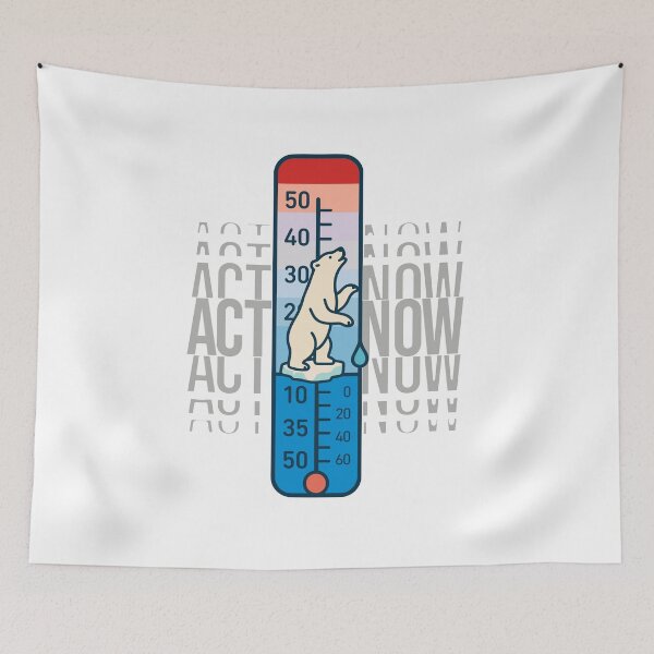 Item preview, Planet’s Fever Chart: Polar Bear on Ice Floe – Climate Change Alert for Conscious Collectors designed and sold by H Jonas.