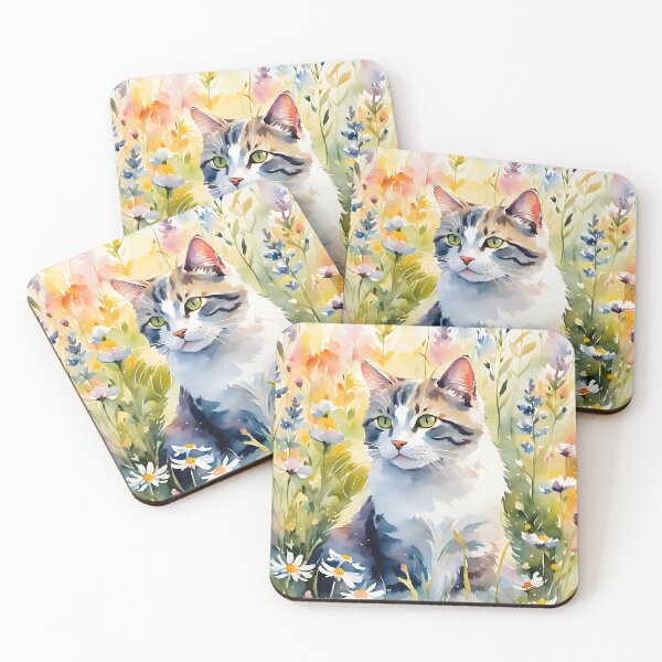 Item preview, Cat in Wildflower Meadow.  designed and sold by DelynCreates.