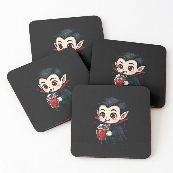 Item preview, Chibi Vampire Drinking Blood Smoothie with Heart Ice Cubes – Cute Gothic Horror Art designed and sold by ColorSplash123.