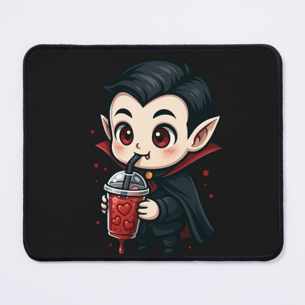 Item preview, Chibi Vampire Drinking Blood Smoothie with Heart Ice Cubes – Cute Gothic Horror Art designed and sold by ColorSplash123.