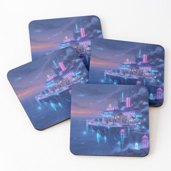 Item preview, Neon Night Market on the Cliff designed and sold by Manuel Rinaldi.
