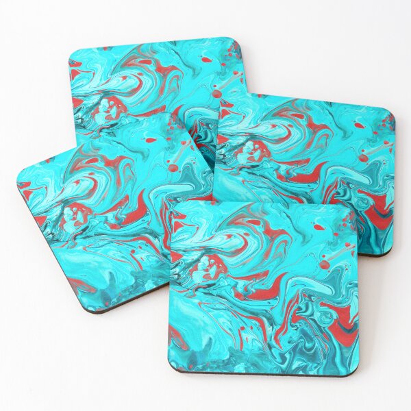 Item preview, Red and Turquoise Blue Swirl Acrylic Painted Art designed and sold by nicolebrei89.