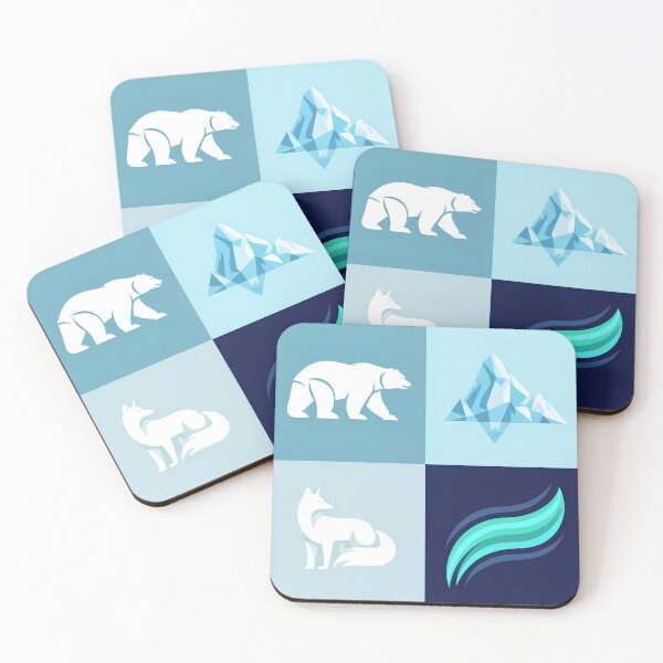 Item preview, Minimalist Arctic Wildlife and Nature Icons – Polar Bear, Fox, Iceberg & Aurora Sticker designed and sold by FestivityFinds.