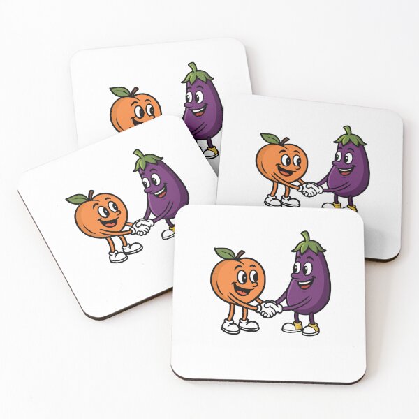 Item preview, Peach & Eggplant Unity – Funny Cartoon Emoji Pair designed and sold by newyorkwala.