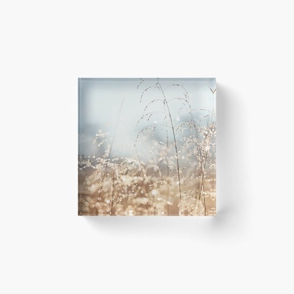 Item preview, Gold Blue Dewdrops Nature Photography, Modern Abstract Dew Drop Grass  designed and sold by Carolyn Cochrane.