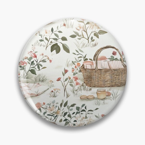 Item preview, Romantic Floral Picnic Basket Pattern in Soft Pastel Tones designed and sold by PaintbrushPlace.