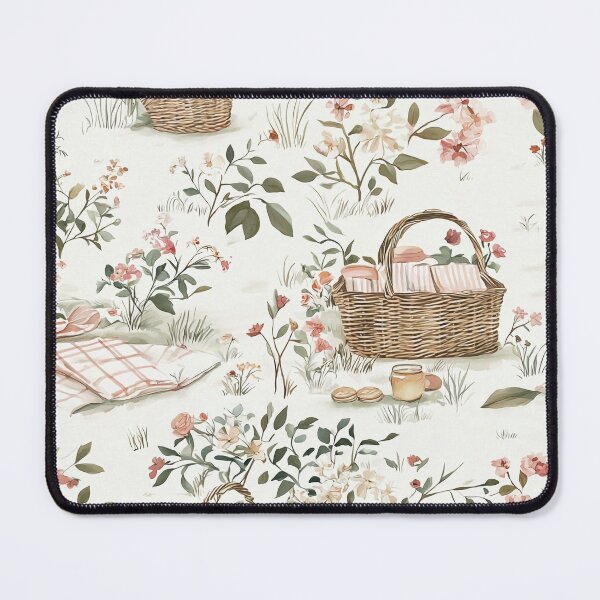 Item preview, Romantic Floral Picnic Basket Pattern in Soft Pastel Tones designed and sold by PaintbrushPlace.