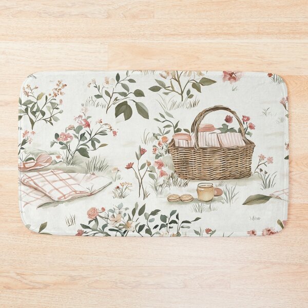 Item preview, Romantic Floral Picnic Basket Pattern in Soft Pastel Tones designed and sold by PaintbrushPlace.