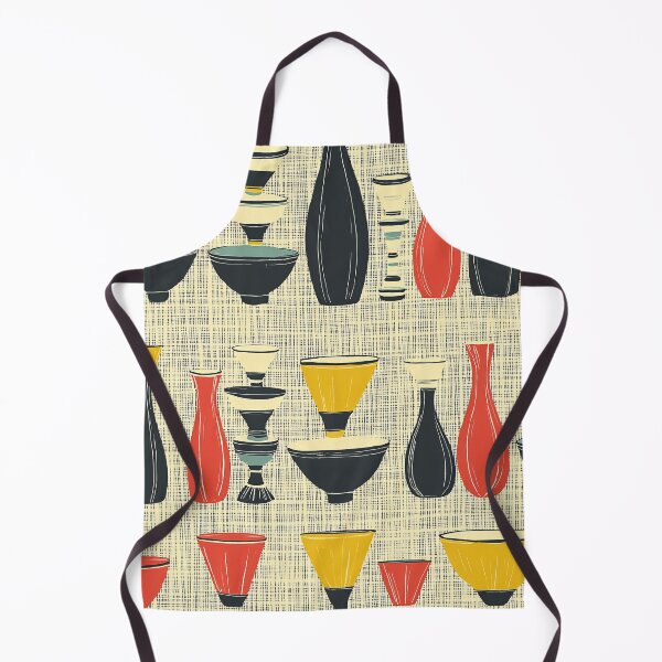 Item preview, Mid-Century Modern Pottery Pattern with Retro Vases and Bowls designed and sold by PaintbrushPlace.