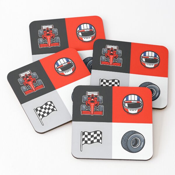 Item preview, Bold Formula 1 Racing Cartoon Sticker – Race Car, Helmet, Flag & Tire Design designed and sold by FestivityFinds.