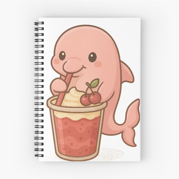 Item preview, Pink Dolphin Drinking Cherry Smoothie – Cute Kawaii Endangered Animal Art designed and sold by Asbiell.