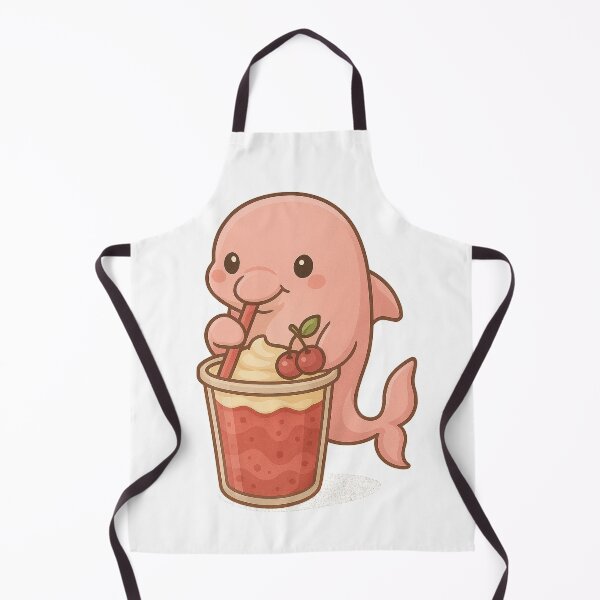 Item preview, Pink Dolphin Drinking Cherry Smoothie – Cute Kawaii Endangered Animal Art designed and sold by Asbiell.