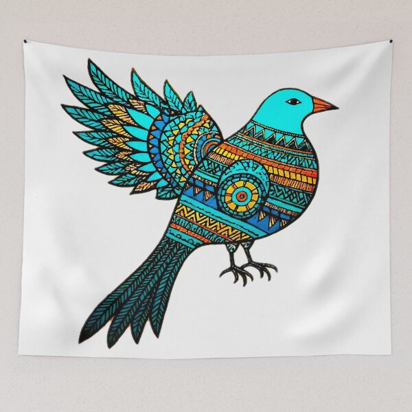 Item preview, Folk Art Blue Bird designed and sold by ViaARTfactory.