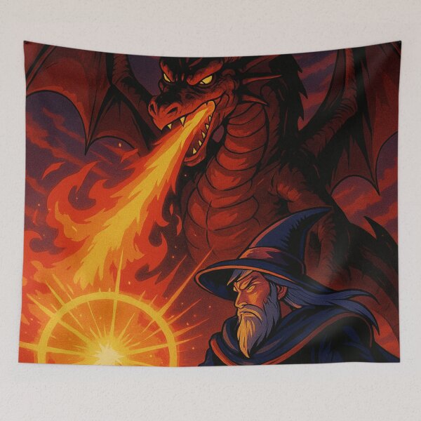 Item preview, Sorcerer and Fire Dragon designed and sold by JonelleTshirts.