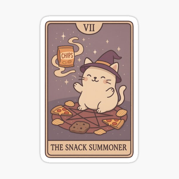 Item preview, The Snack Summoner – Chonky Witch Cat Tarot Card designed and sold by SONandMOONcreationsAU.