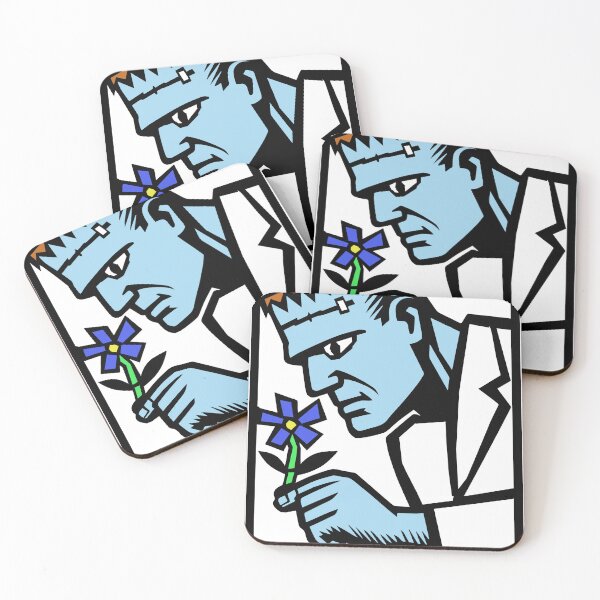 Item preview, Frankenstein Smelling a Flower Forget-Me-Not – Whimsical Monster Art designed and sold by Kathryn Creates.