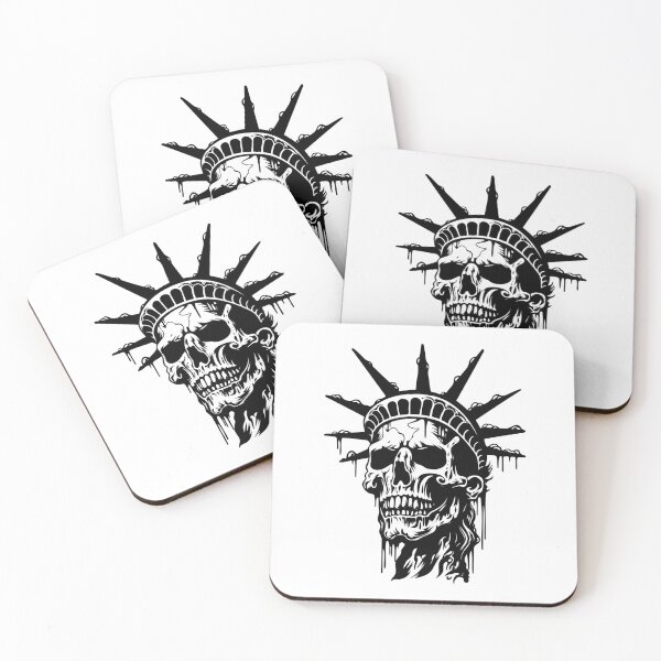 Item preview, Statue of Liberty Skull Skeleton Patriotic Lady Monument designed and sold by inkoutninja.