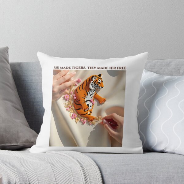 Item preview, “She Made Tigers. They Made Her Free.” – Embroidered Feminist Art Design designed and sold by Parijat Grace.