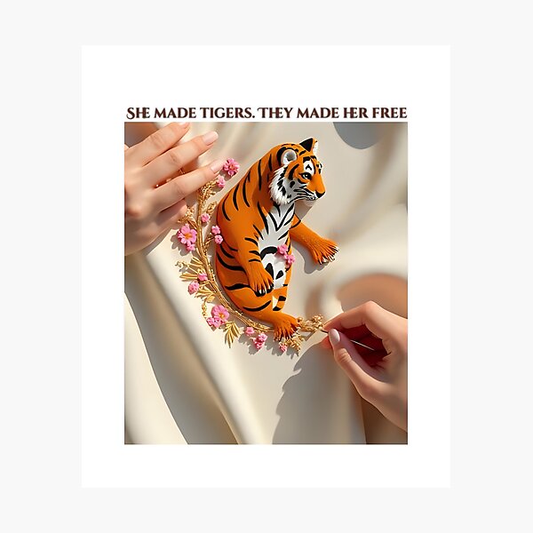 Item preview, “She Made Tigers. They Made Her Free.” – Embroidered Feminist Art Design designed and sold by Parijat Grace.