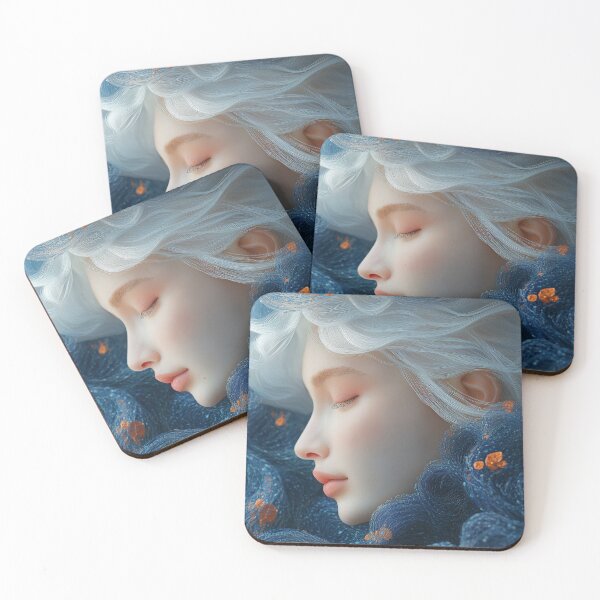 Item preview, Dreamy Ethereal Woman with White Hair in Cosmic Flow – Surreal Fantasy Portrait designed and sold by Art of Ngu.