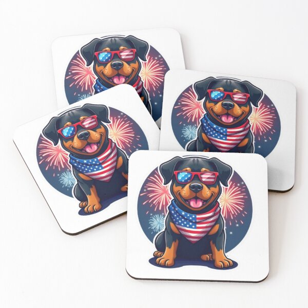 Item preview, Patriotic Rottweiler with USA Bandana designed and sold by CreatvShop.